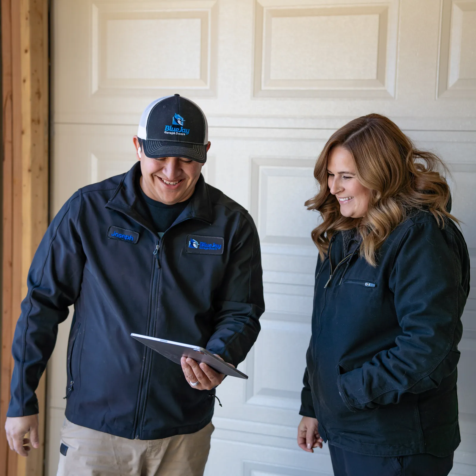 Blue Jay technician discussing information with a homeowner