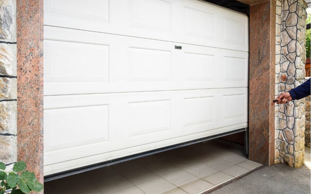 a garage door that is stuck midway during opening